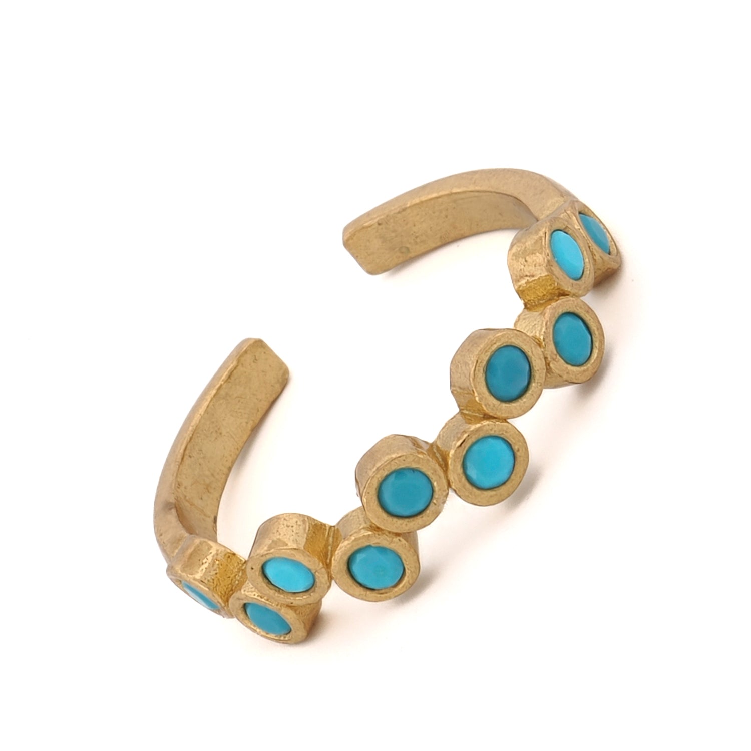 "Turquoise & Gold Stackable Ring - Handmade in USA with Adjustable Fit"