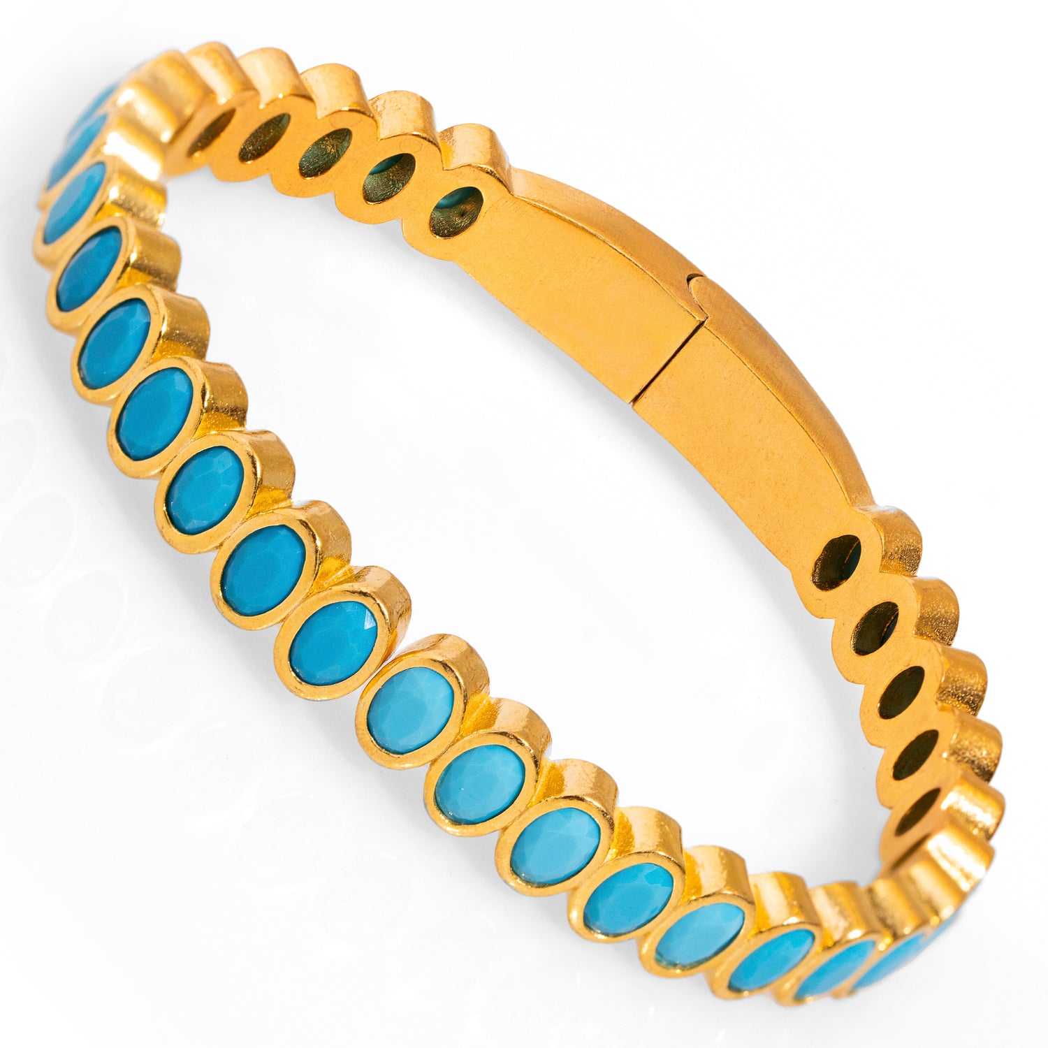 Turquoise Teardrop Gemstone and Gold Bangle for a Stylish, Radiant Addition to Your Jewelry Collection