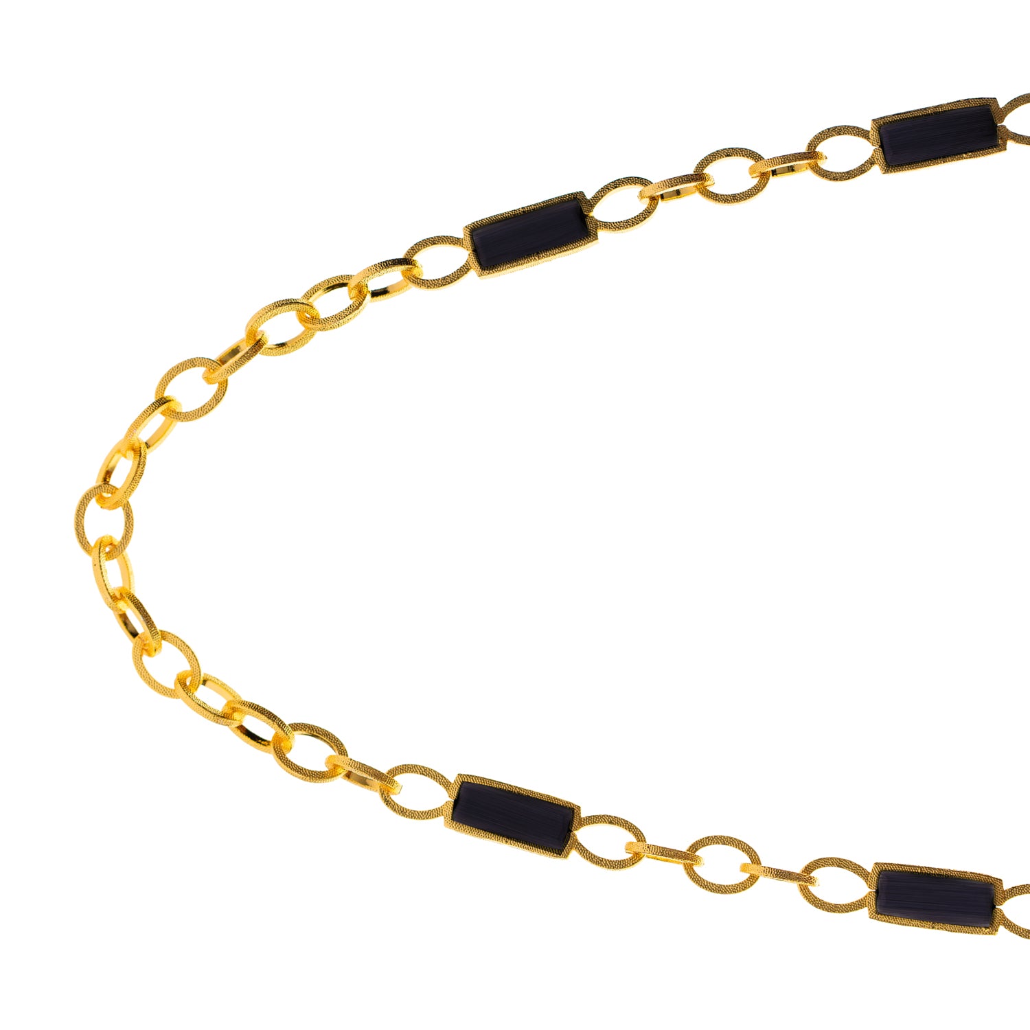 Versatile Glow Black Cat Eye Gold Long Necklace