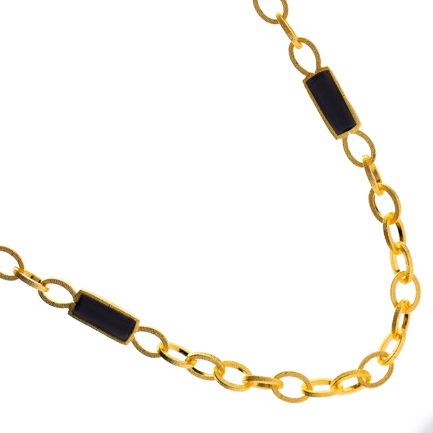 Versatile Glow Black Cat Eye Gold Long Necklace