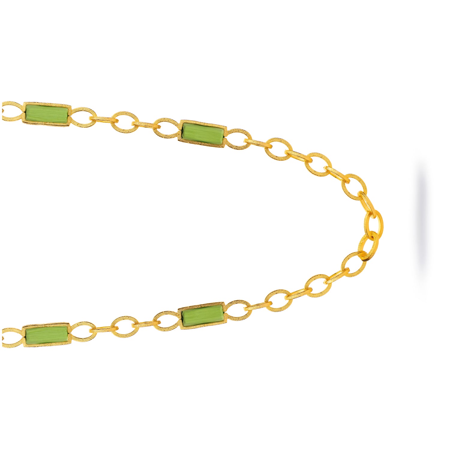 Versatile Glow Green Cat Eye Gold Long Necklace