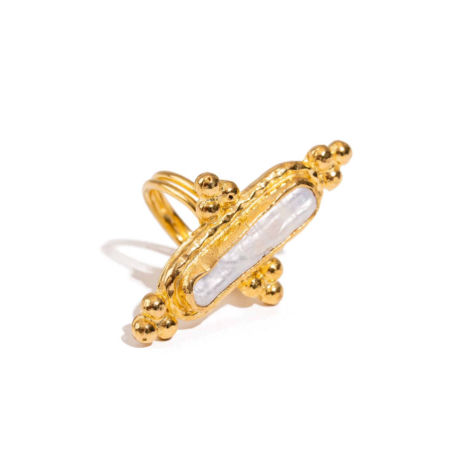 Vintage Pearl Gold Statement Adjustable Ring
