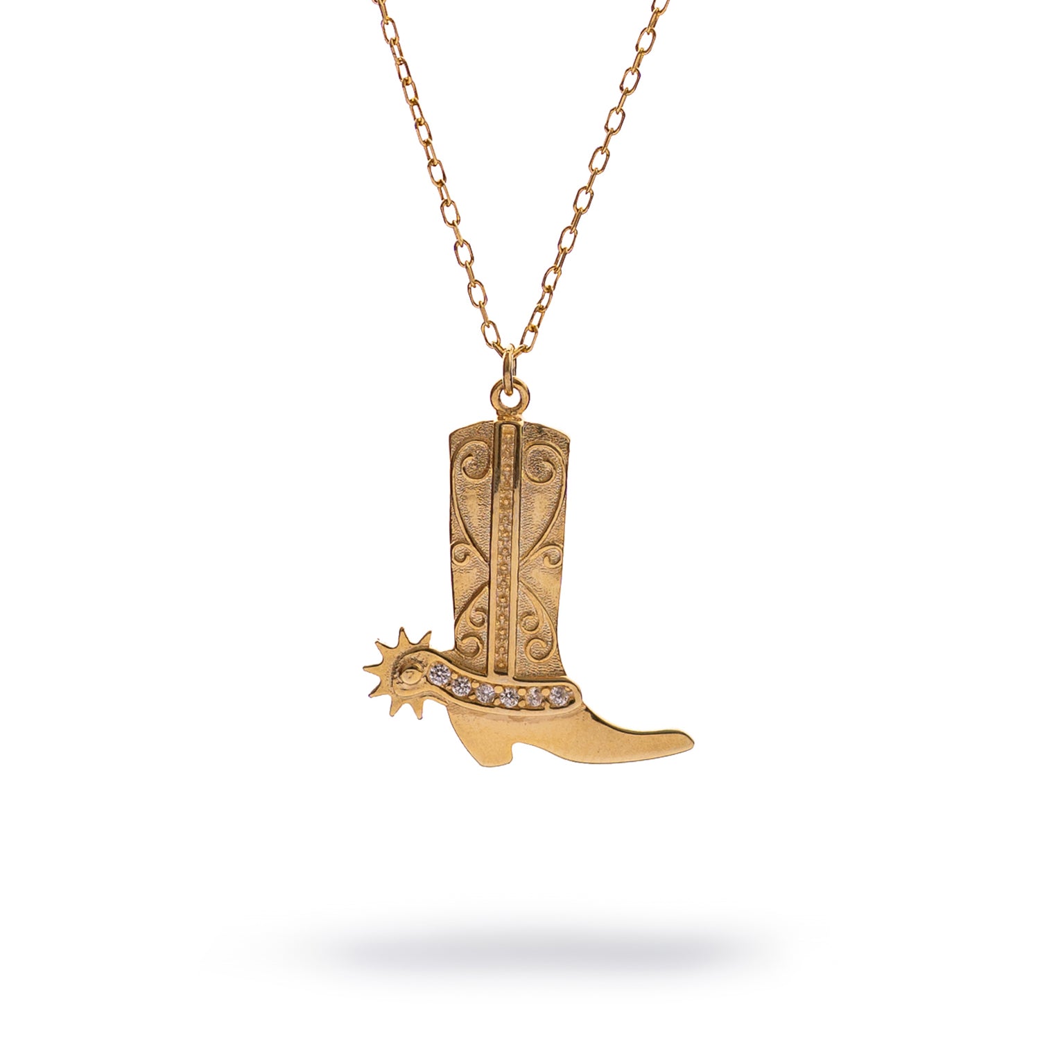 Western Spirit Cowboy Boot Gold Vermeil Necklace