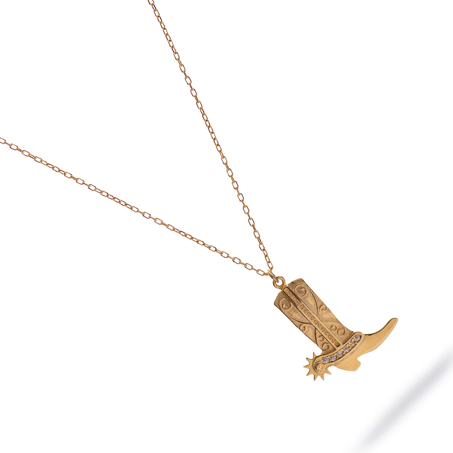 Western Spirit Cowboy Boot Gold Vermeil Necklace