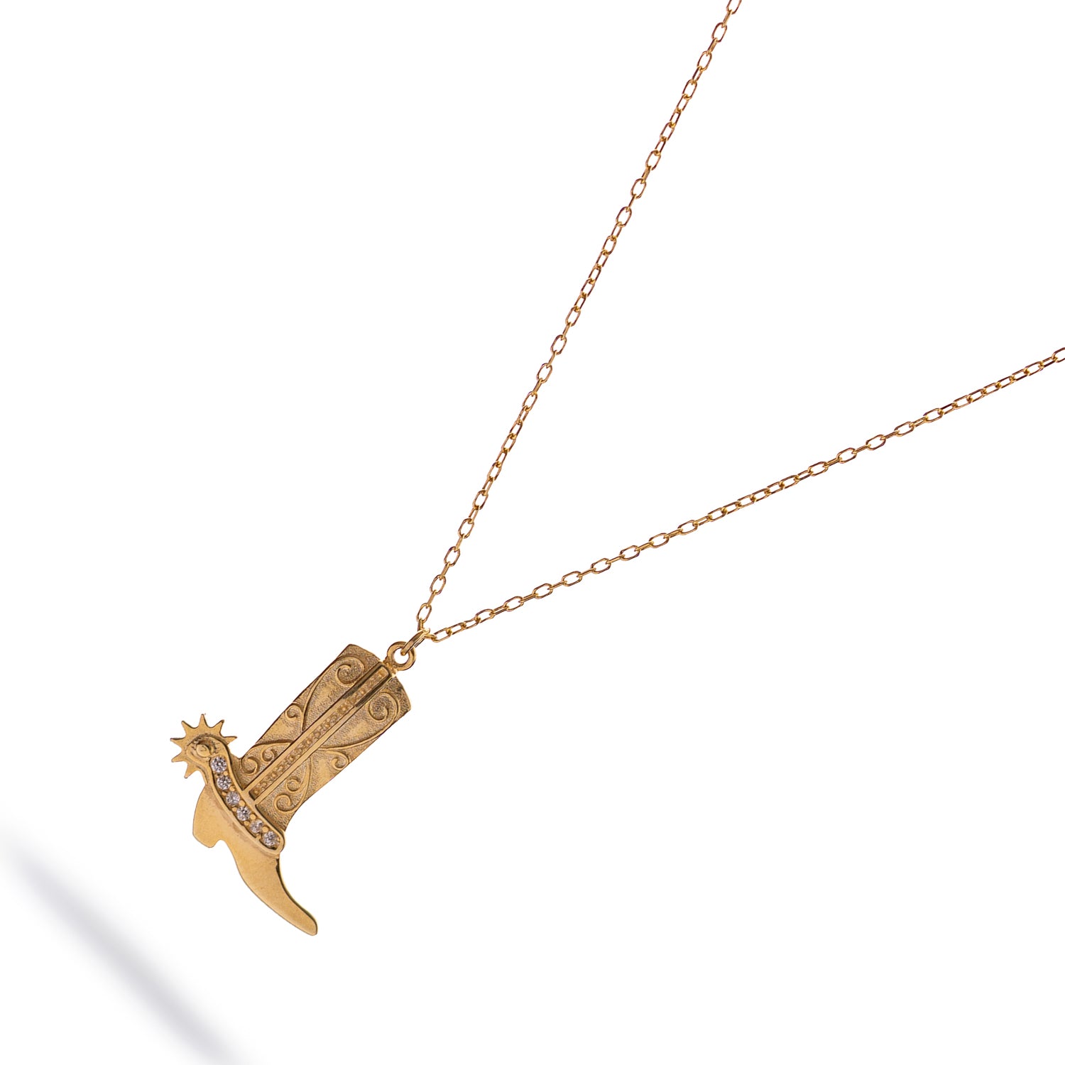 Western Spirit Cowboy Boot Gold Vermeil Necklace