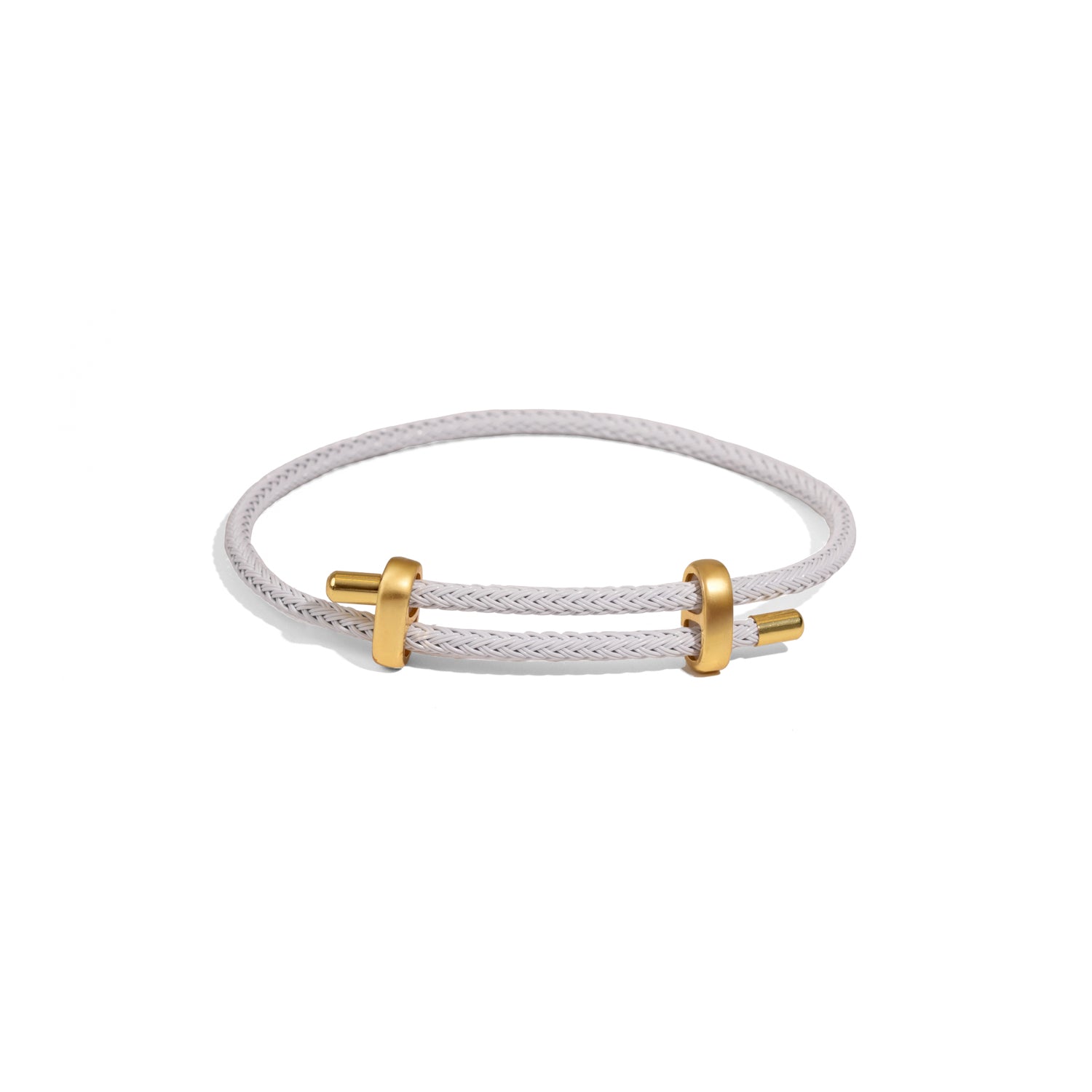 Chic white rope bracelet with shimmering gold ends