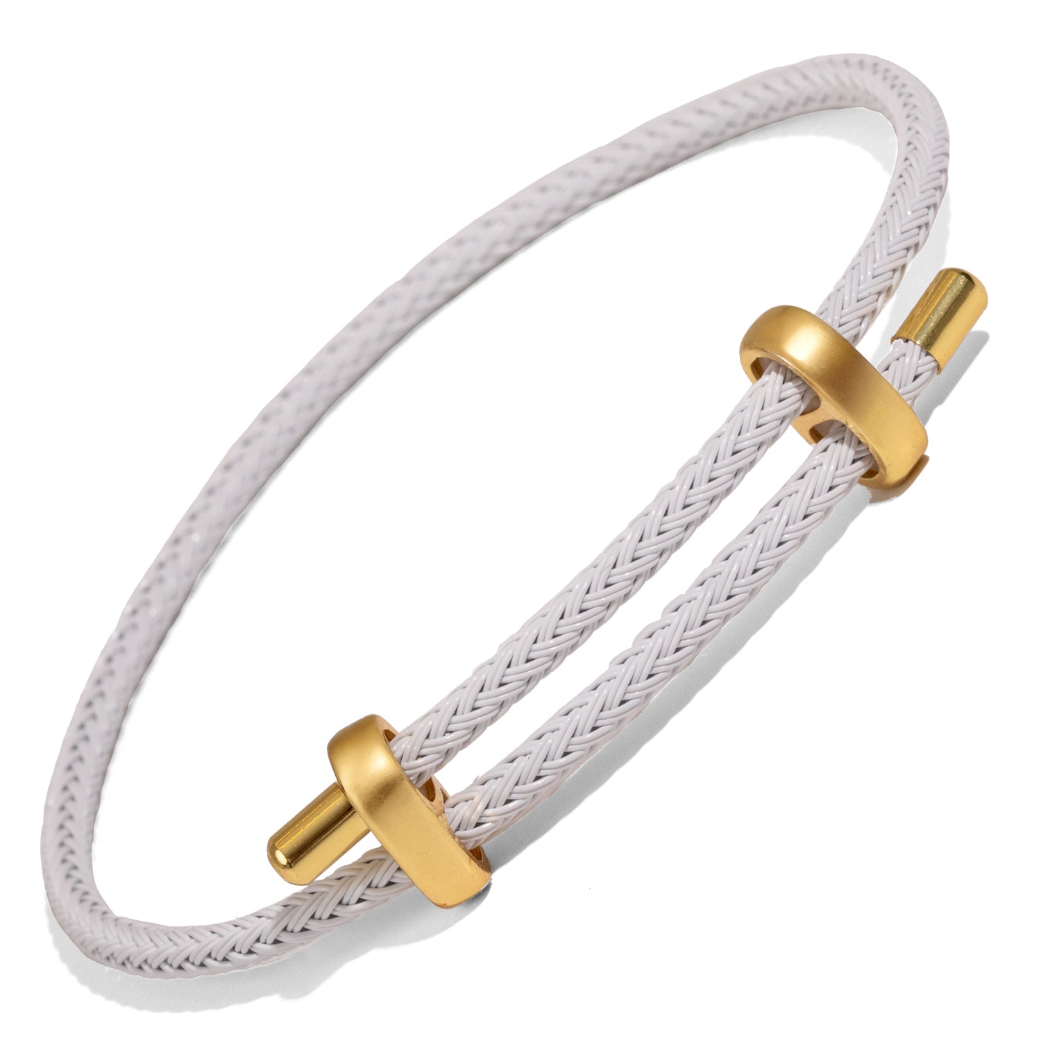 Unisex adjustable bracelet in clean white and gold