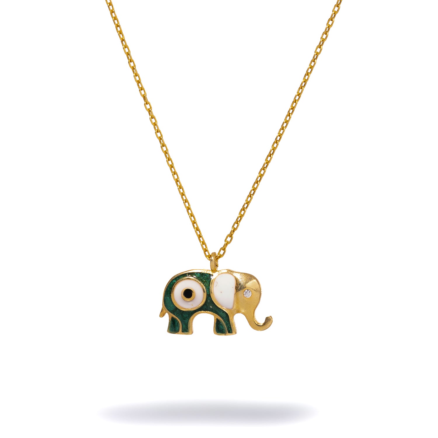 Gold Necklace with Elephant Pendant and Evil Eye for Spiritual Protection and Stylish Elegance