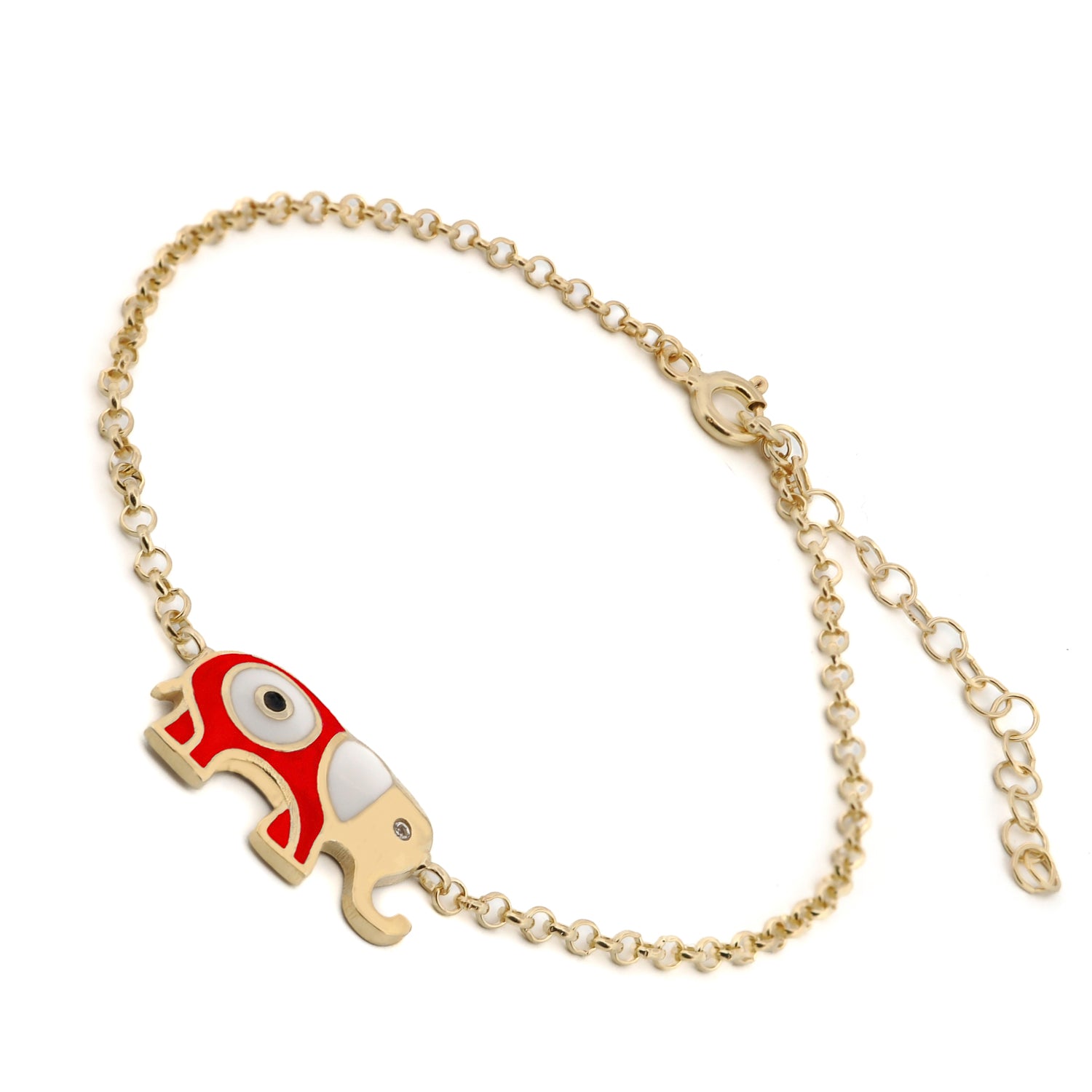 Handmade Gold-Plated Bracelet with Elephant Charm and Spiritual Evil Eye Protection