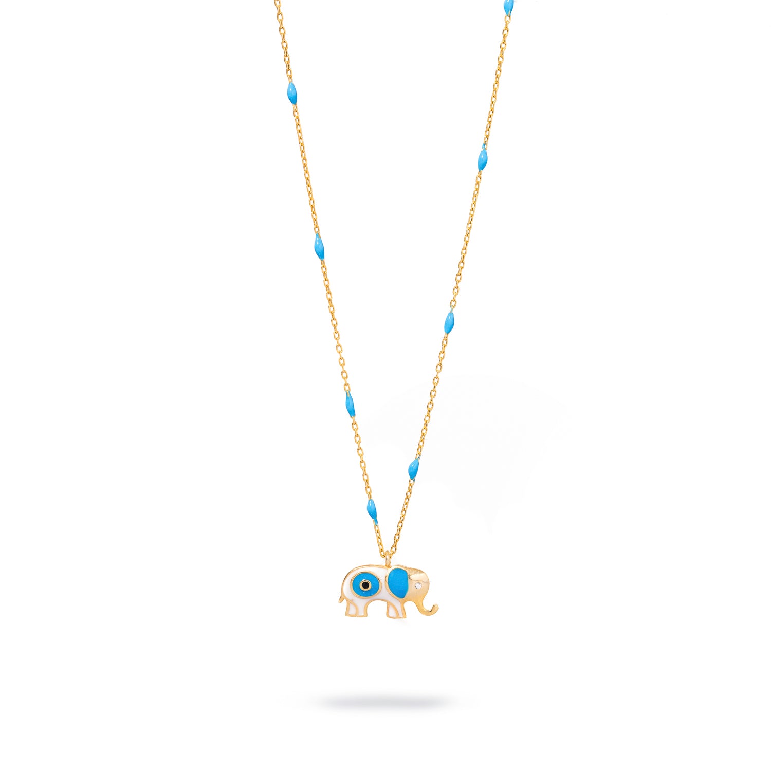 18K Gold Necklace with Turquoise Enamel and Evil Eye for a Meaningful, Stylish Fashion Statement