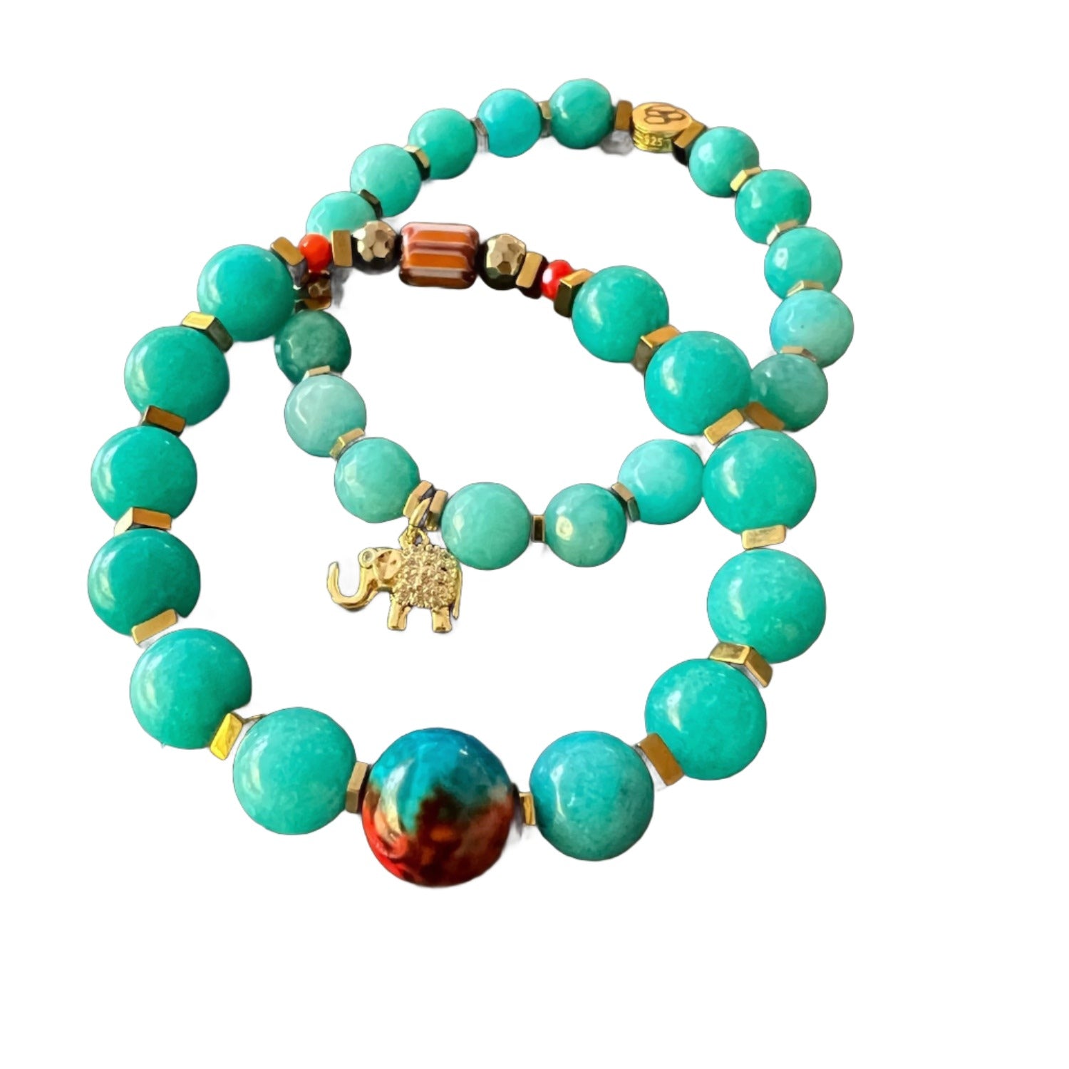 Layered and Intricate Amazonite and Hematite Beaded Bracelet