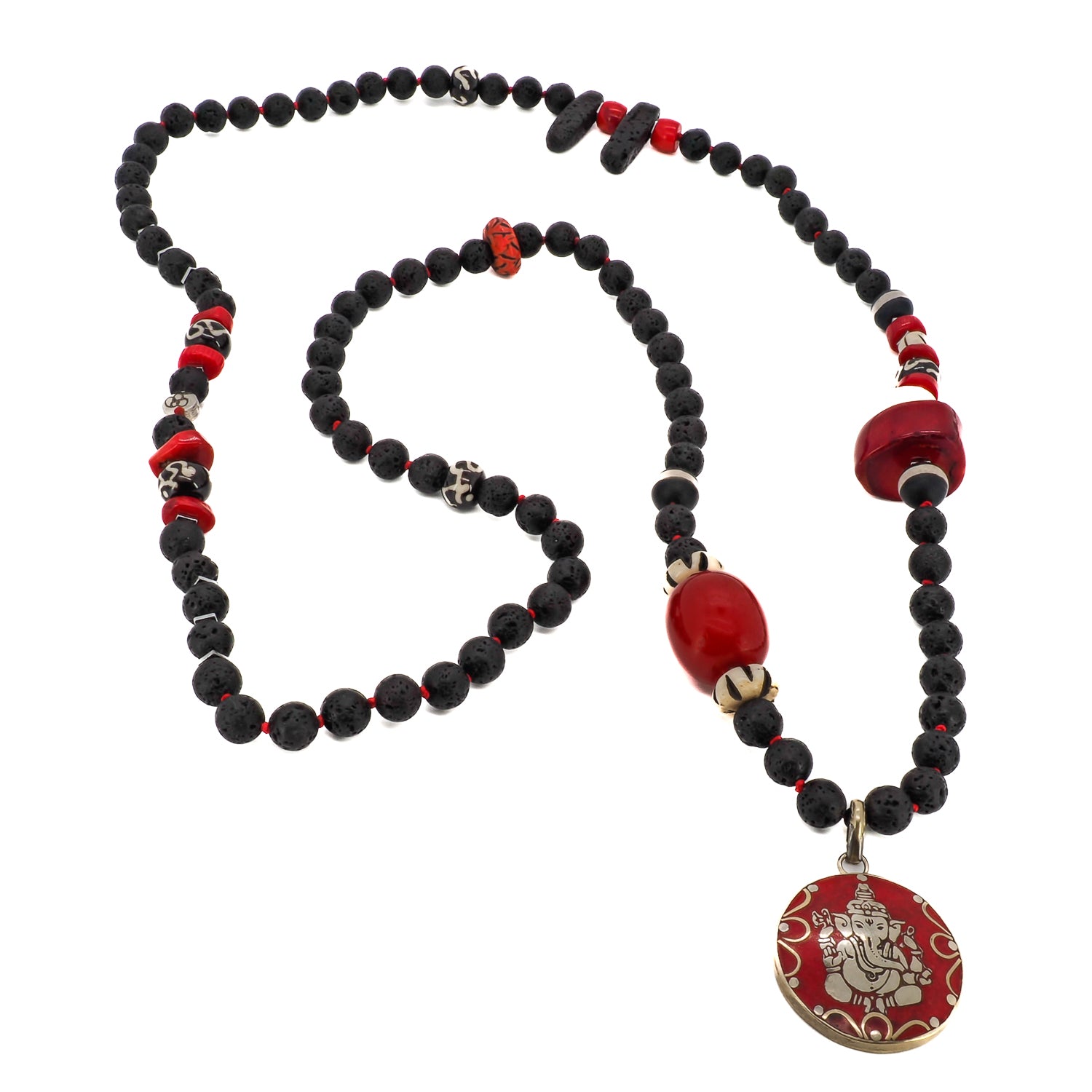 Spiritual Handmade Ganesha Necklace with Nepal Beads