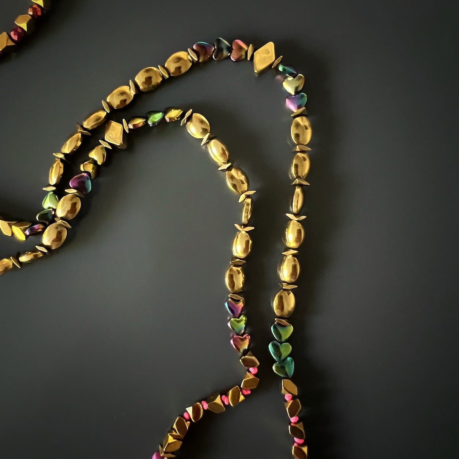 Good Luck Symbol Design Pendant Hematite Beaded Necklace