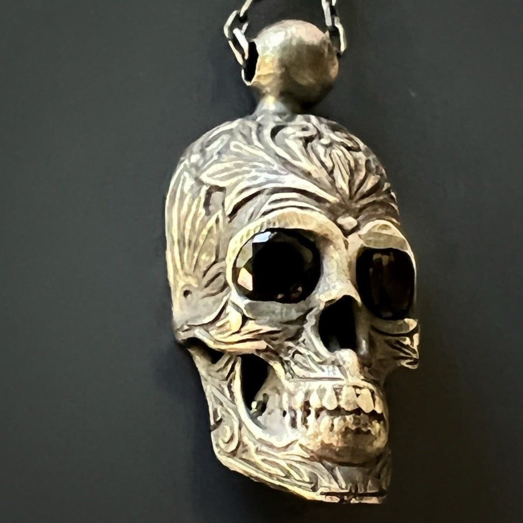 Statement piece: Gothic Silver Skull Necklace with a sterling silver pendant and sparkling Swarovski crystals