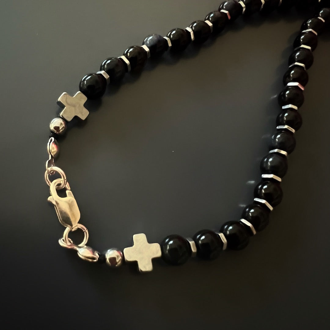Crafted with Care - The Handmade Necklace Showcases Tourmaline Beads and a Sterling Silver Faravahar Pendant.