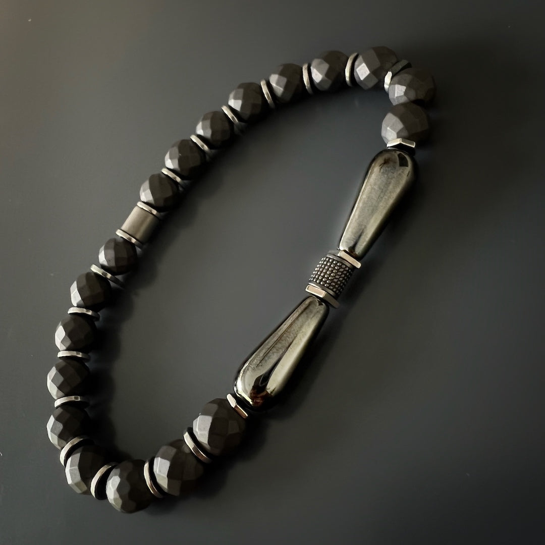 Handmade Hematite Balance Bracelet for men, promoting balance and positive energy.