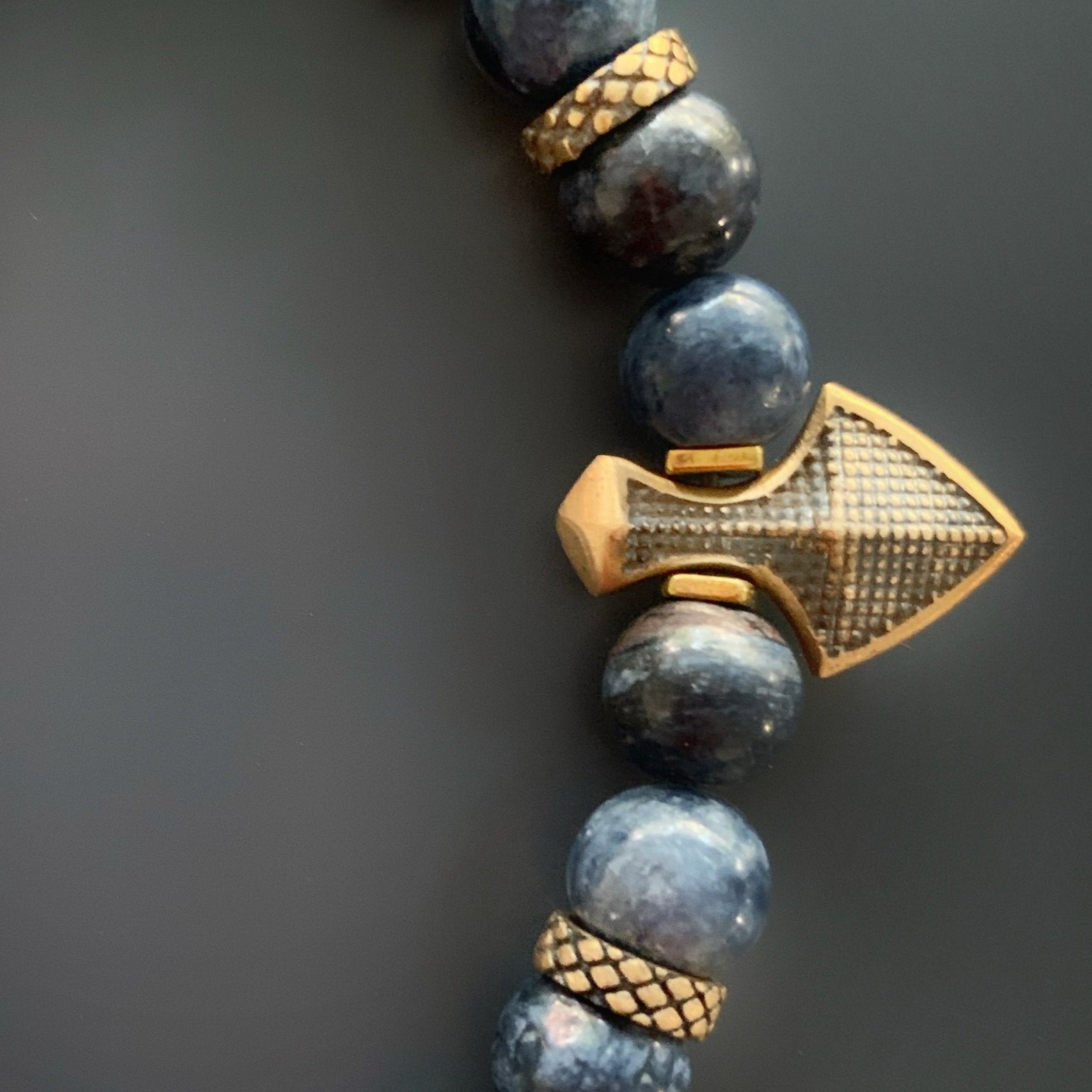 Bracelet with Sodalite Stone Beads and Arrow Charm