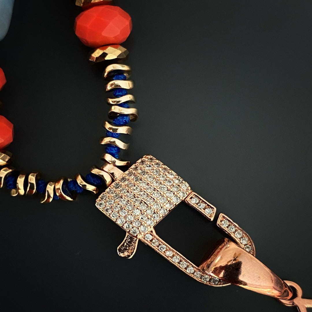 Experience the transformative energy of the Lotus Flower Mandala Necklace, adorned with Lapis Lazuli and Blue Agate beads, inspiring mindfulness and self-discovery.