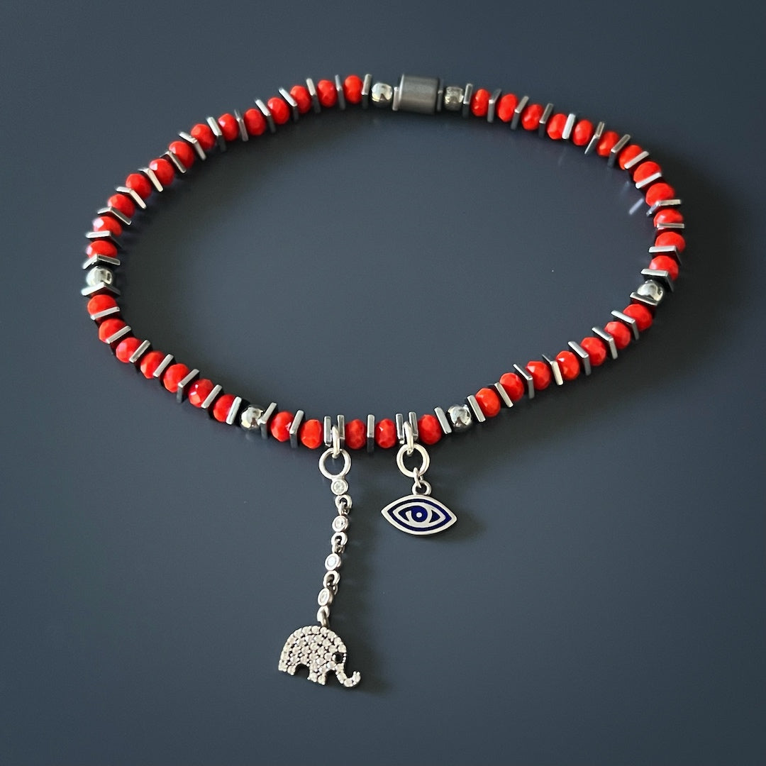 Witness the elegance and meaningfulness of the Lucky Elephant Anklet, a handmade accessory that embodies positive energy and protection.