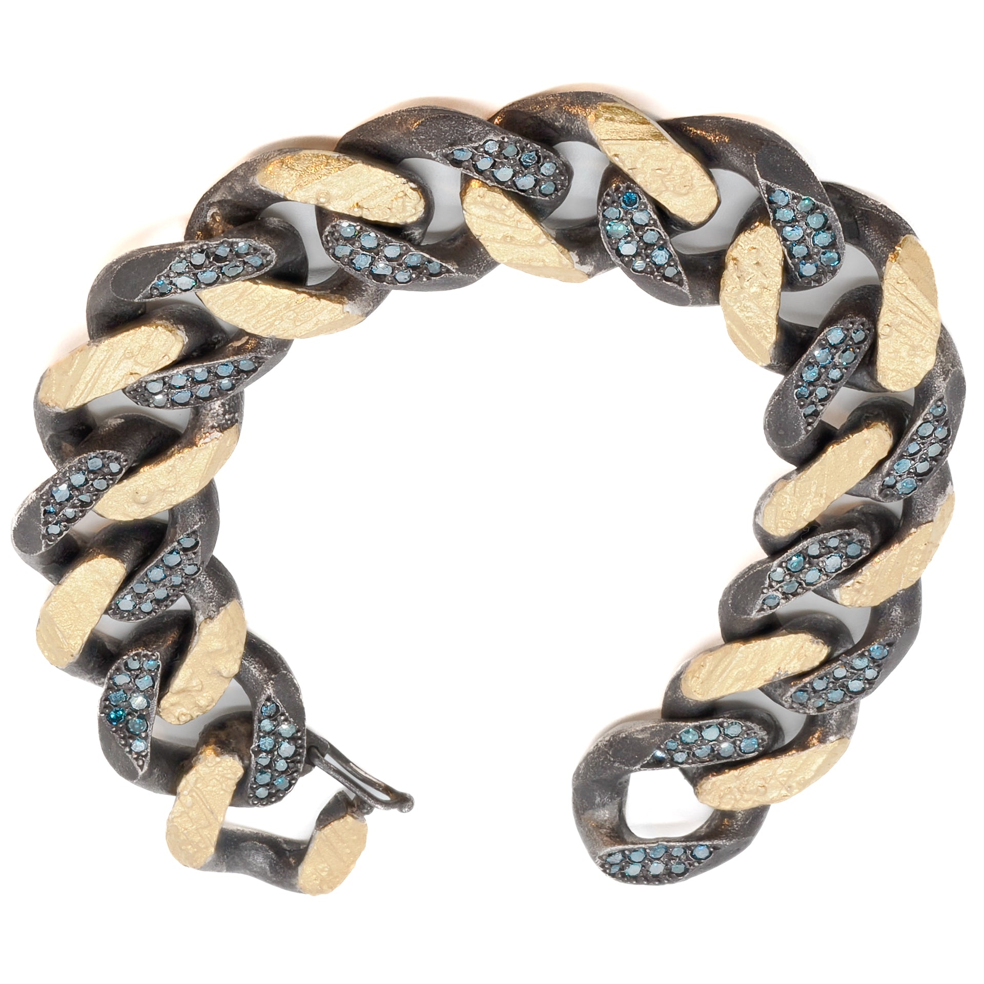 Nature Cuban Petroleum Bracelet, a statement piece of handmade jewelry that combines recycled materials with the brilliance of high-quality diamonds.