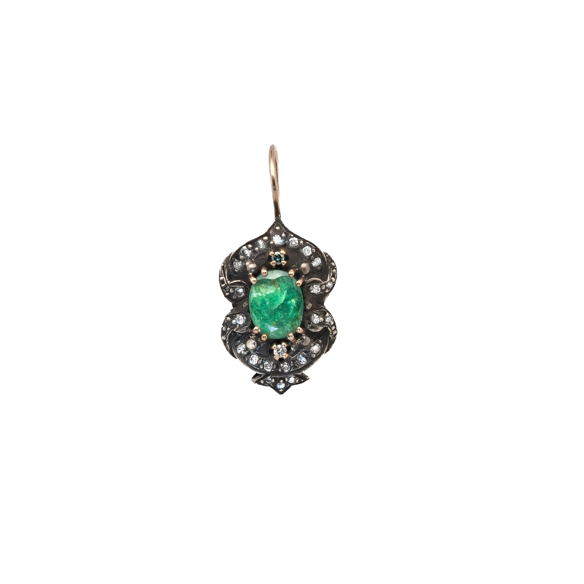 Handmade Fine Jewelry - Emerald and Diamond Earrings, symbols of fidelity and love.