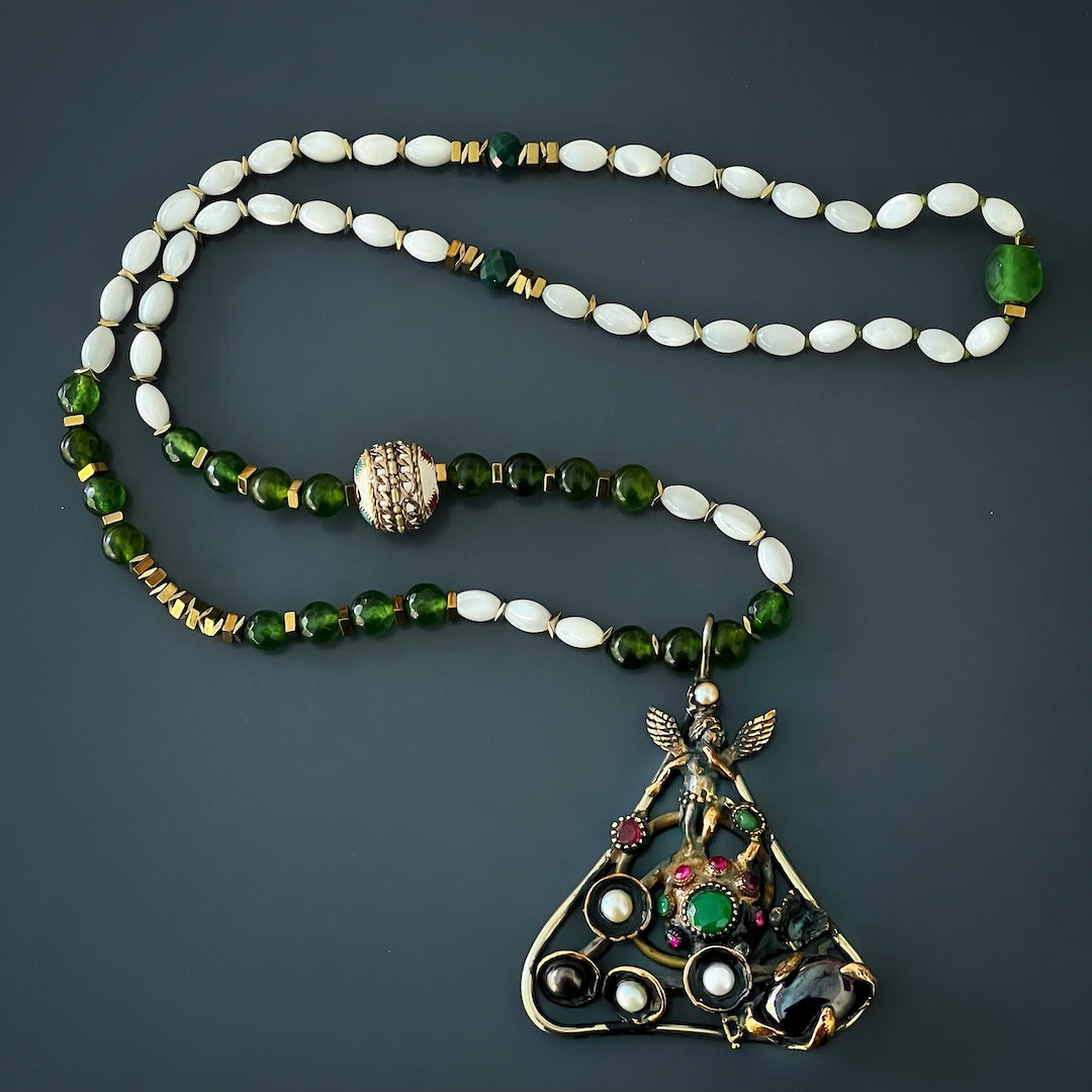 Feminine Energy - The One of a Kind Angel Necklace Showcases a Beautiful Combination of Gemstones.