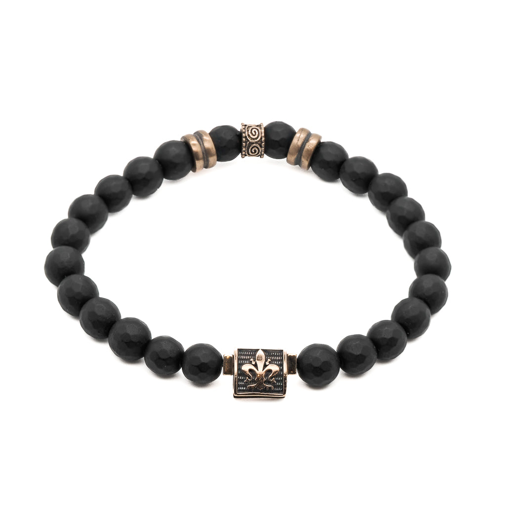 Onyx Fleur De Lis Bracelet - French Heritage and Class.