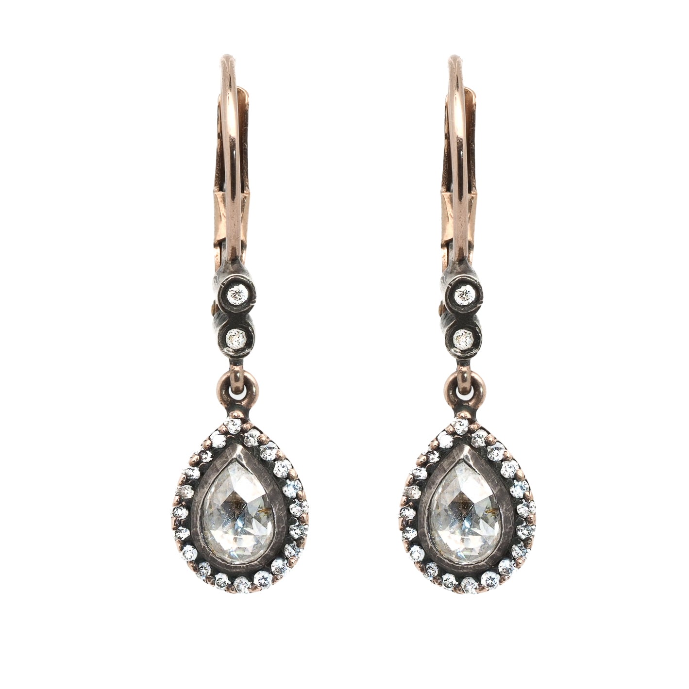 Pear Shaped Diamond Earrings - Handcrafted with 8k Gold and 1.32ct Diamonds.