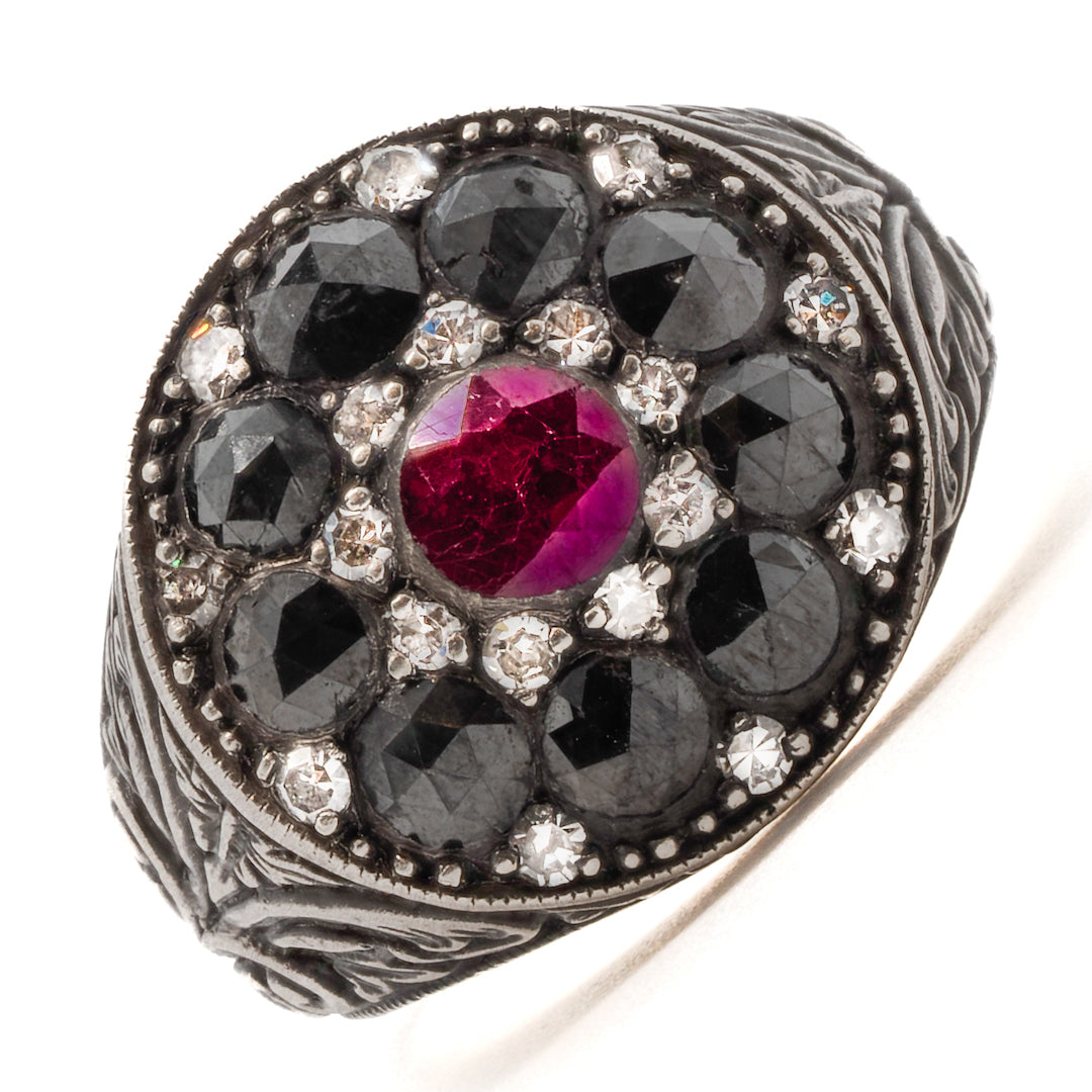 Ebru Jewelry Fine Jewelry Series - Unique Ruby Signet Ring Design.