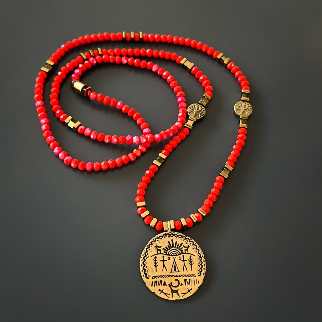 Tree of Life Necklace with Hematite Beads - Ground yourself and find stability with this powerful talisman.