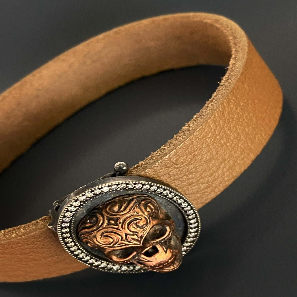 Handcrafted Bronze Skull Charm.