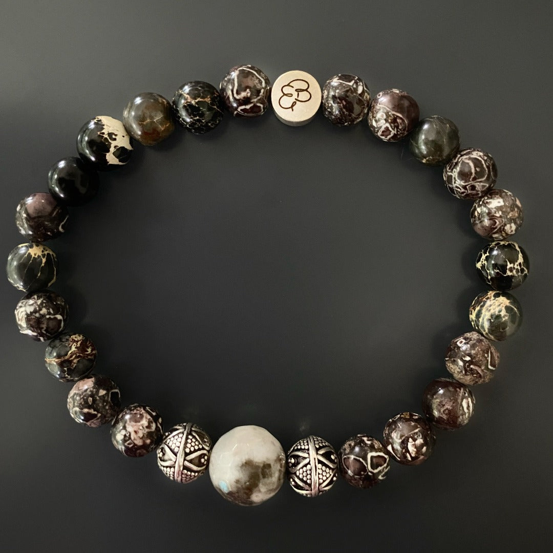 Brown Jasper Stone Beads Bracelet.