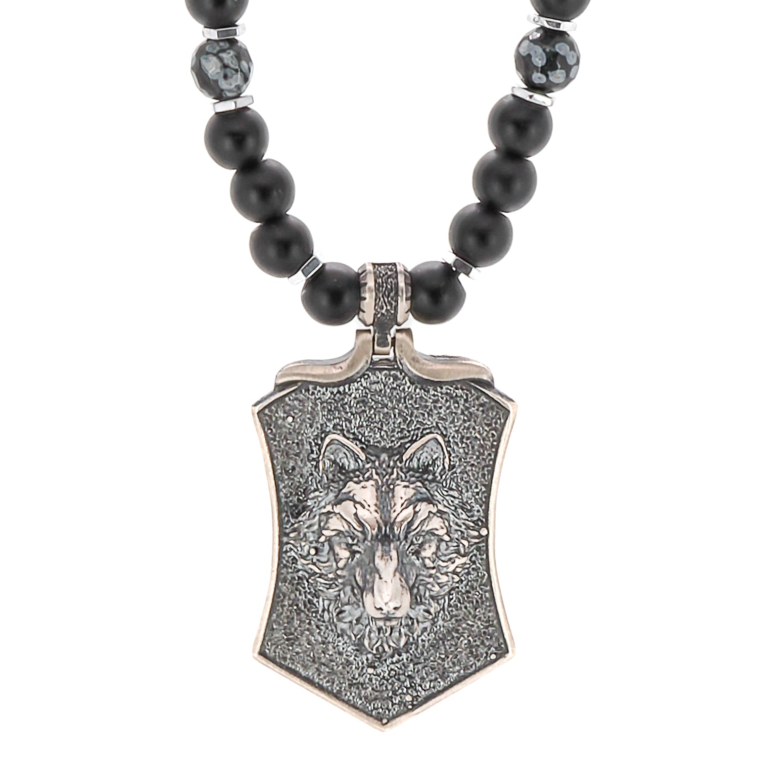 Embrace the symbolism of strength and loyalty with the Spirit Onyx Wolf Necklace, featuring a sterling silver wolf pendant.