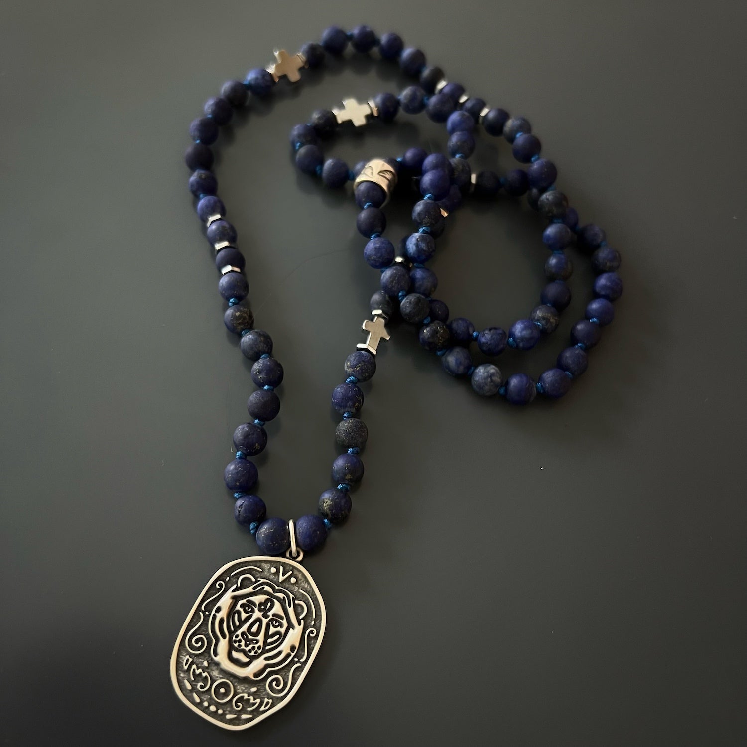 Unlock your inner strength and embrace the symbolism of the Spiritual Lapis Lazuli Lion necklace, a powerful and stylish adornment.