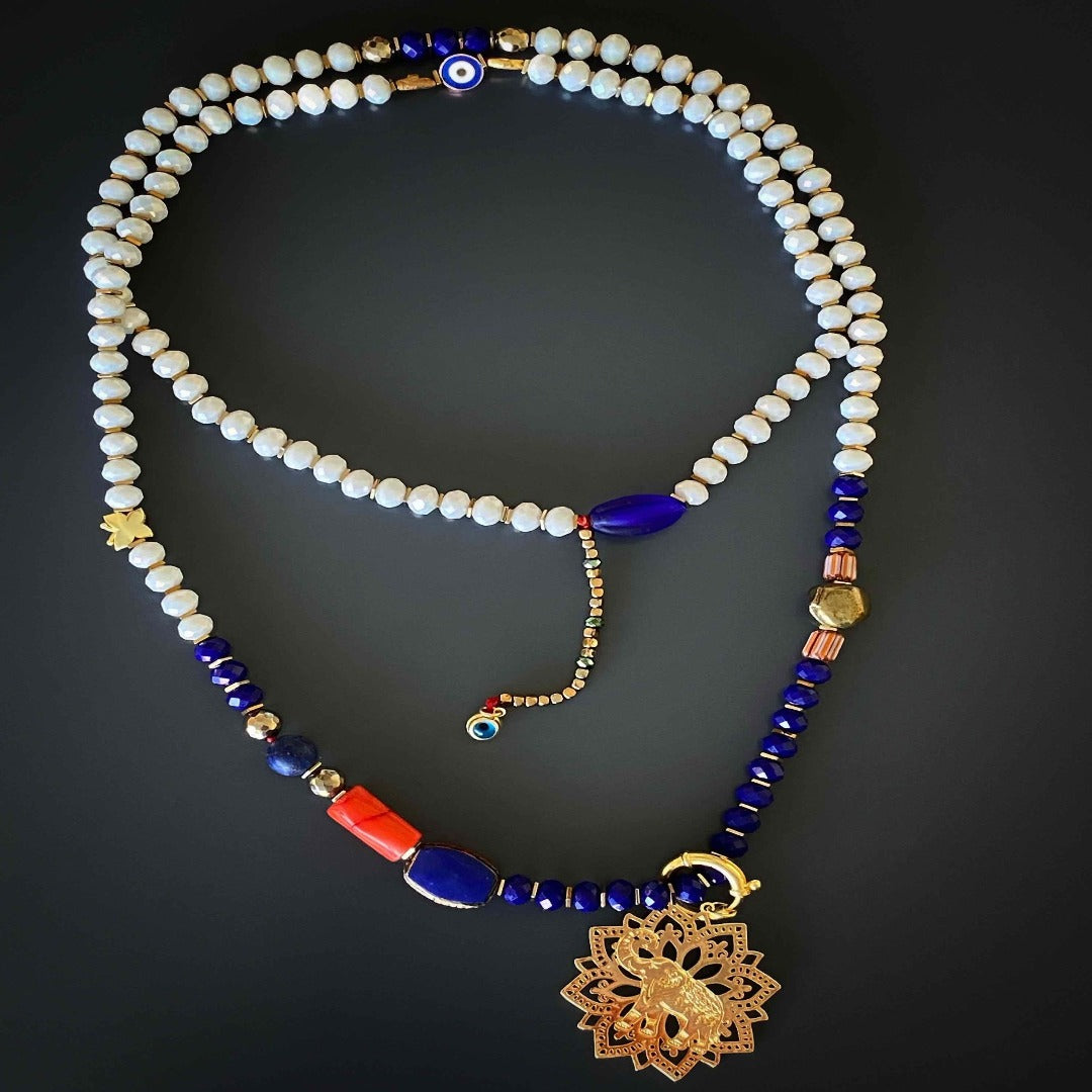 Adorn yourself with the Spiritual Elephant Necklace, a symbol of strength and unity, handcrafted to perfection with intricate details.