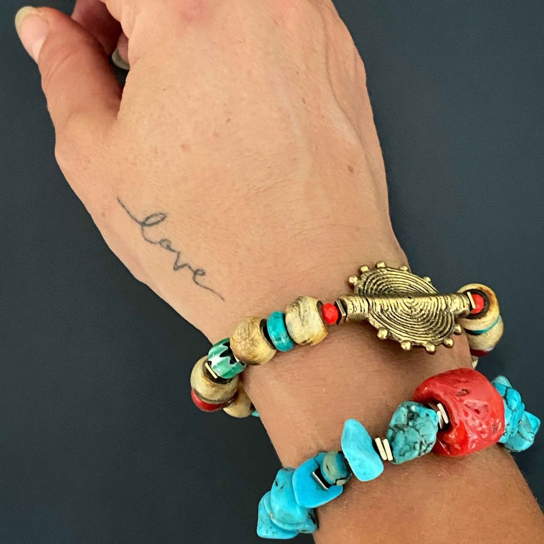 Experience the beauty of the Tibetan Ethnic Bracelet as the model wears it