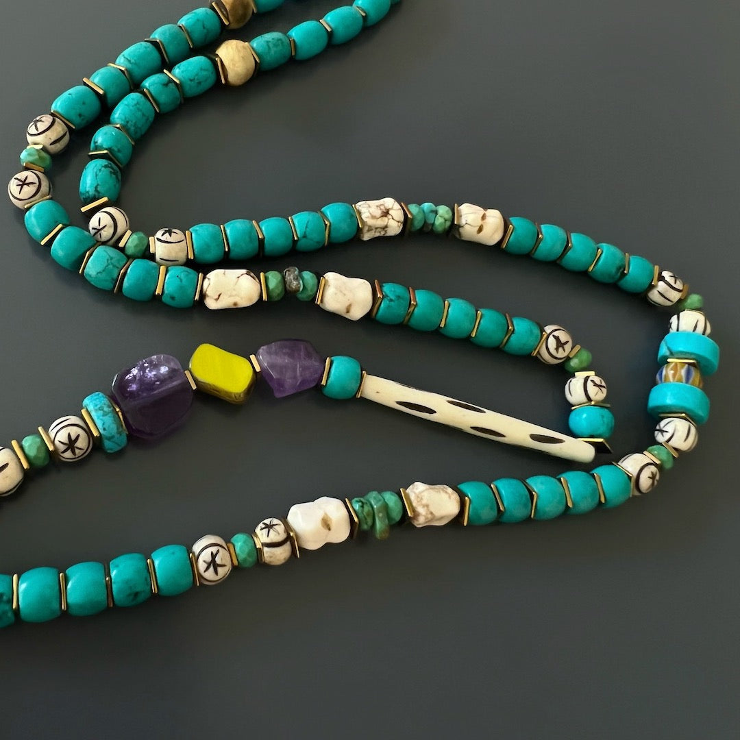 Unique Artistry - The Turquoise Beaded Necklace Exhibits Elegance and Meaning in its Design.