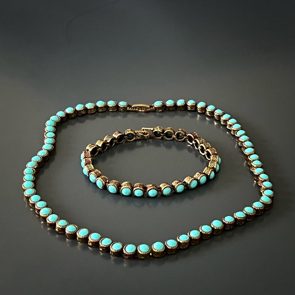 Add a touch of vibrant energy to your everyday style with this turquoise tennis necklace, lovingly handcrafted for a unique look.