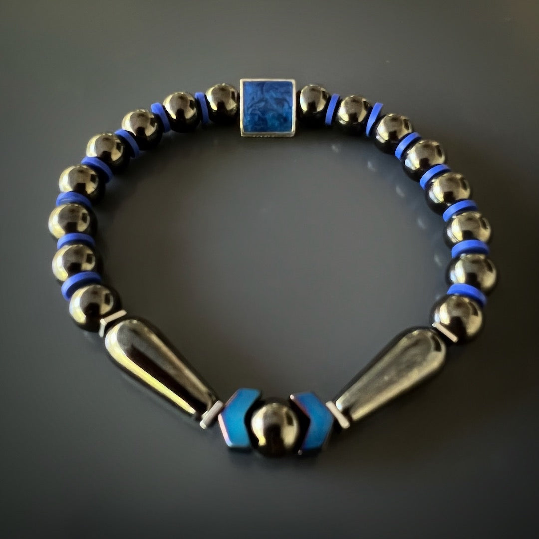 Handmade with Care - Hematite and Silver Bracelet.