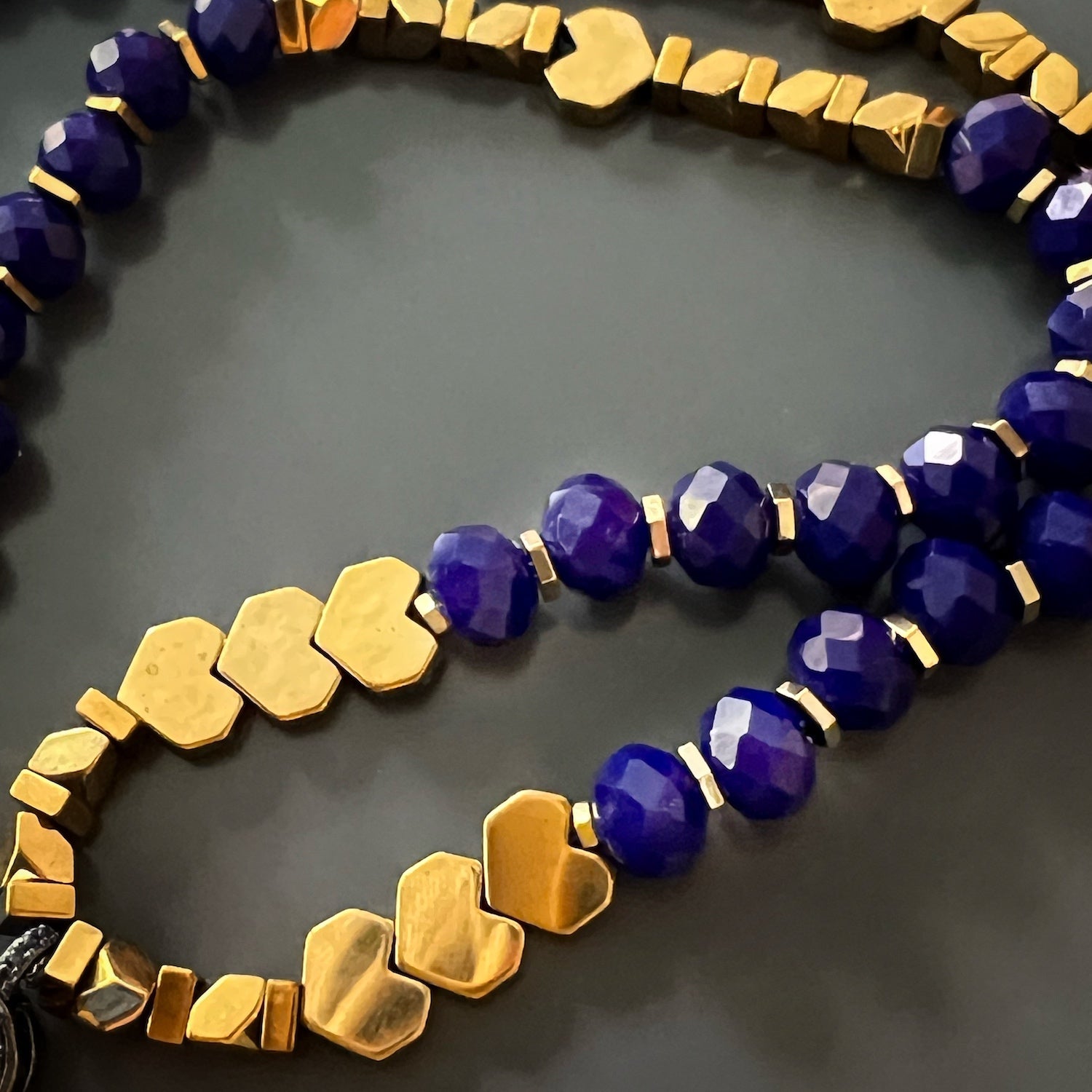Necklace for moms featuring blue crystals and Love pendant