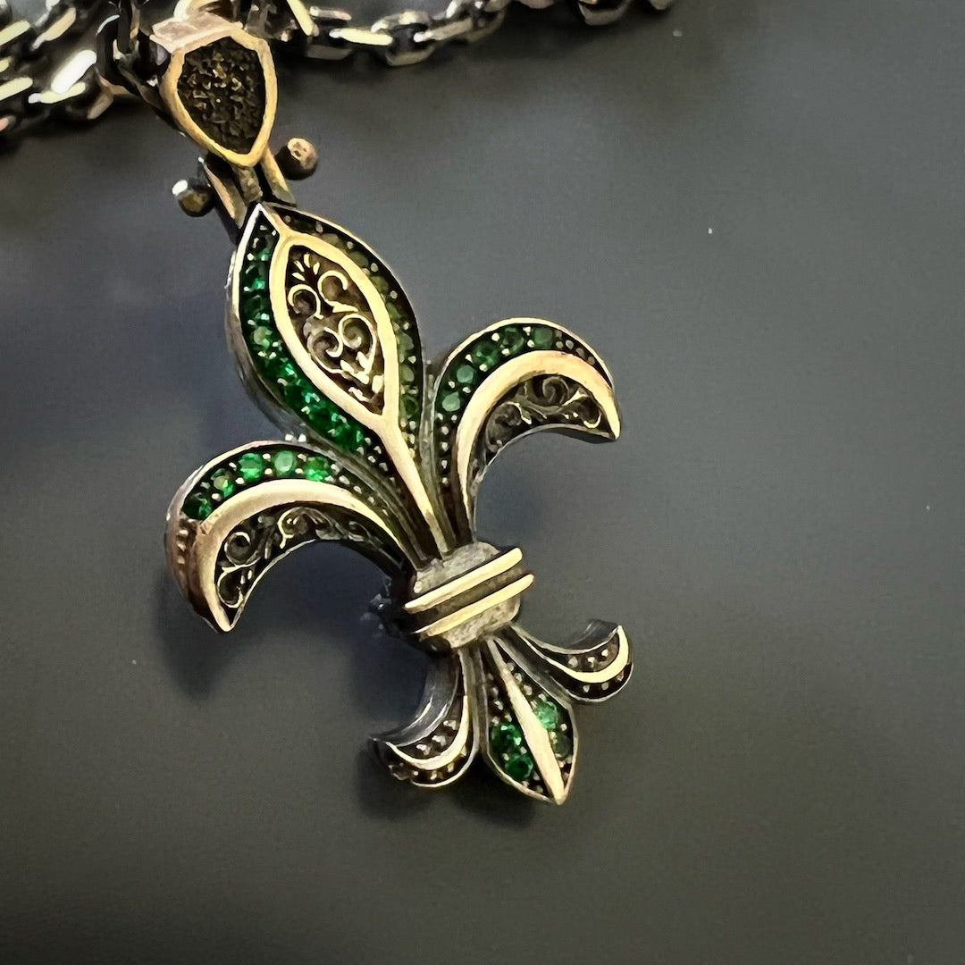 Adorn yourself with the Unique Designer Fleur de Lis Necklace, a handcrafted masterpiece carved from high-quality sterling silver.