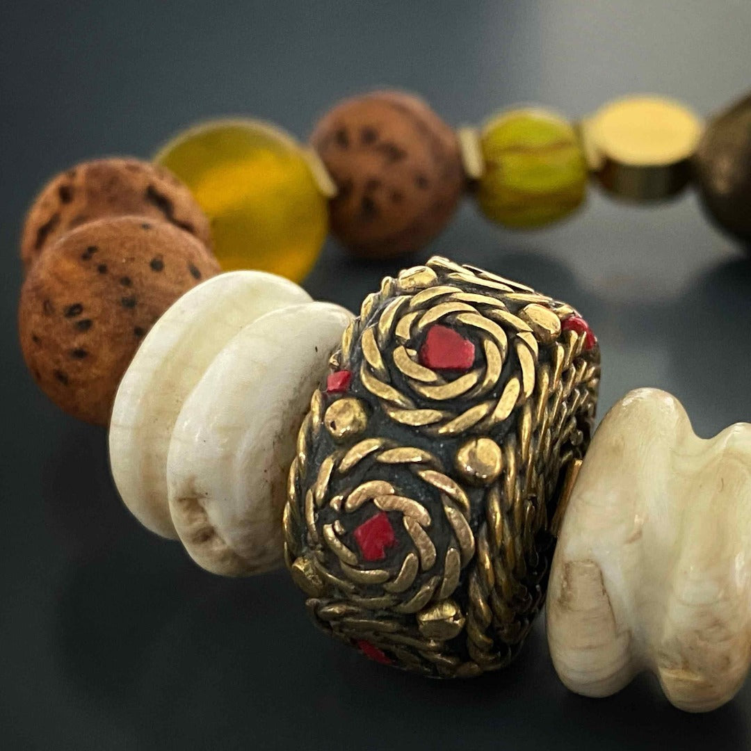 Immerse yourself in the intricate details of the Vintage Style Bohemian Bracelet, showcasing its vibrant colors and rustic textures.