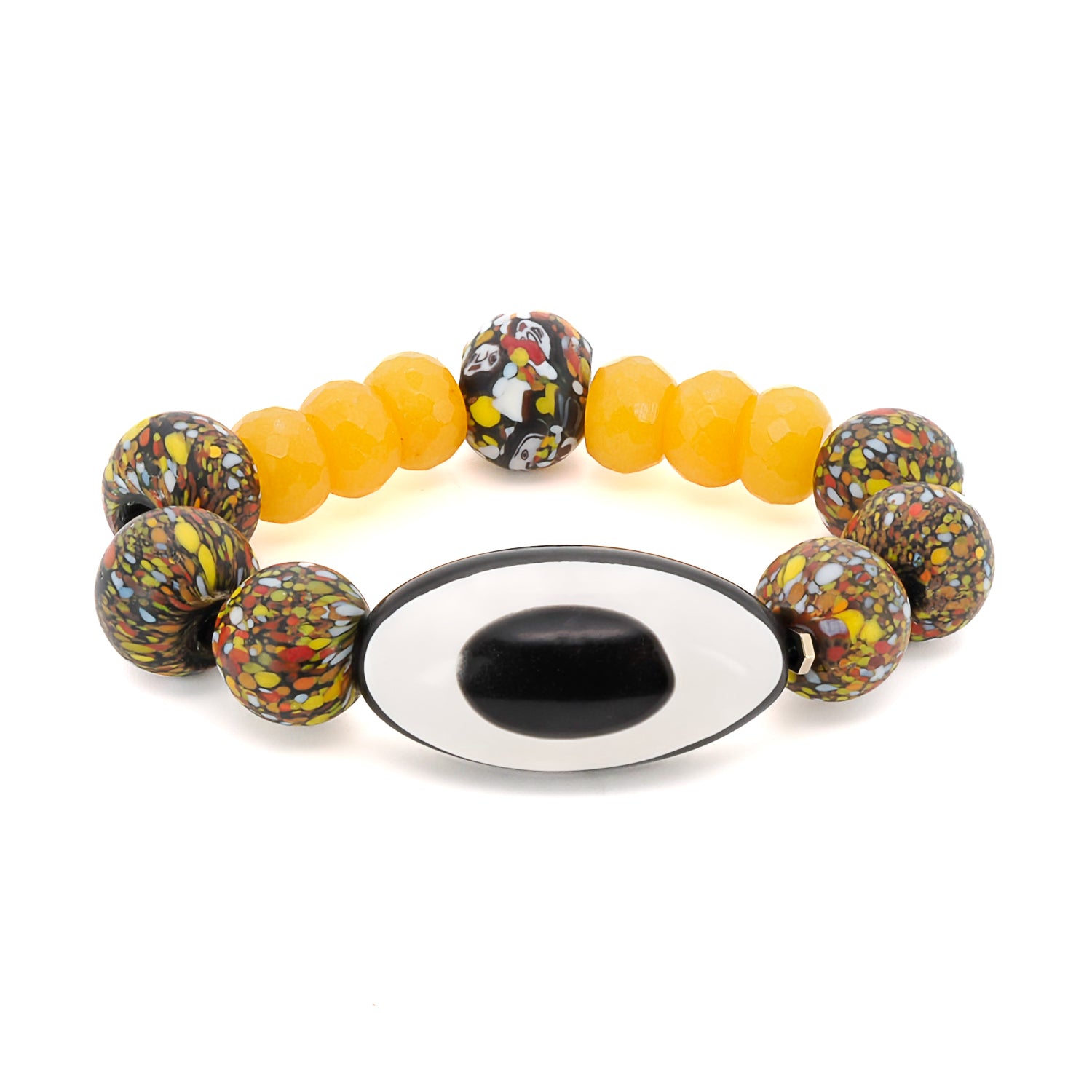 Stylish African Chunky Eye Bracelet with Black and White Nepal Eye Bead