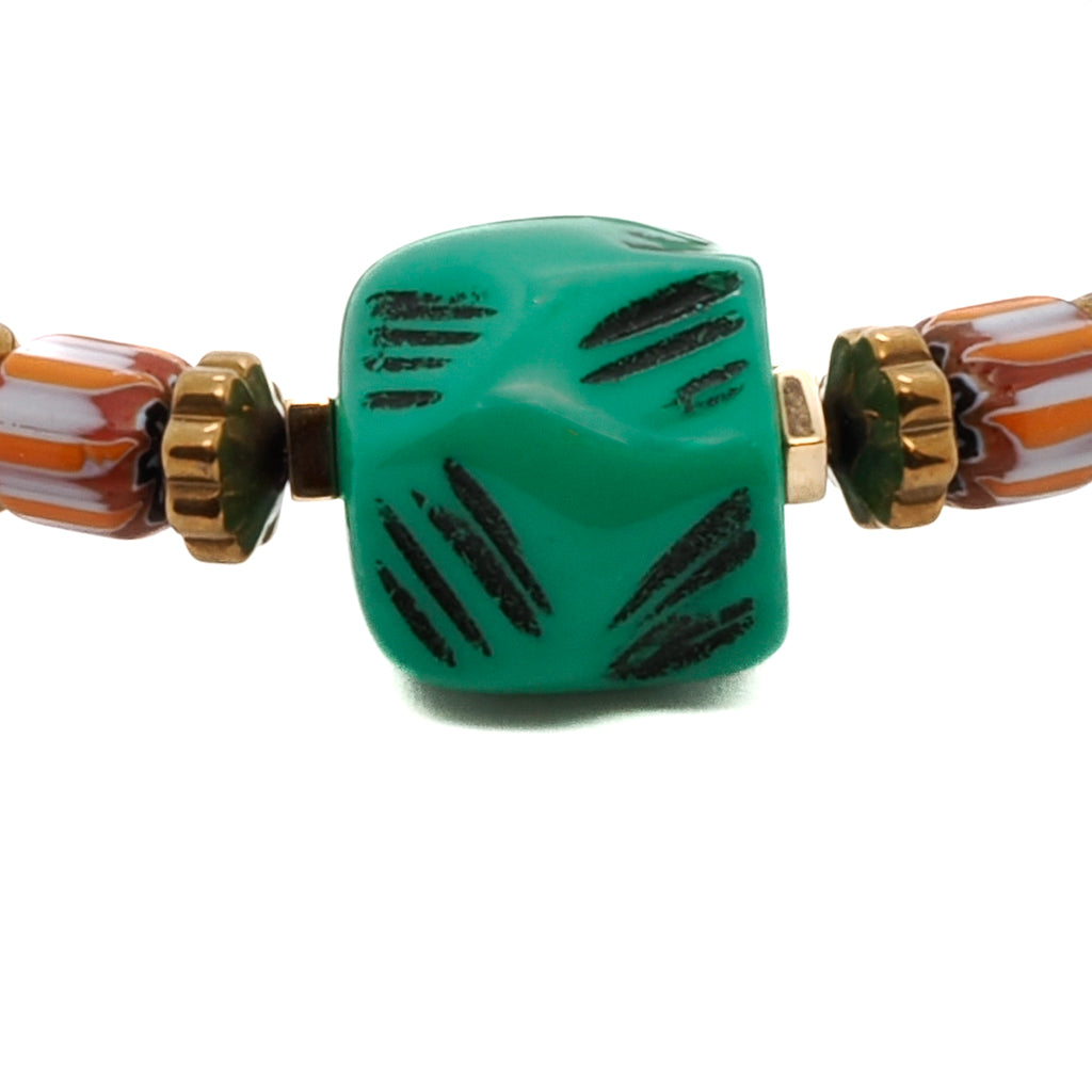 Unique African Women Bracelet; gold hematite stone spacers with handmade glass and African beads