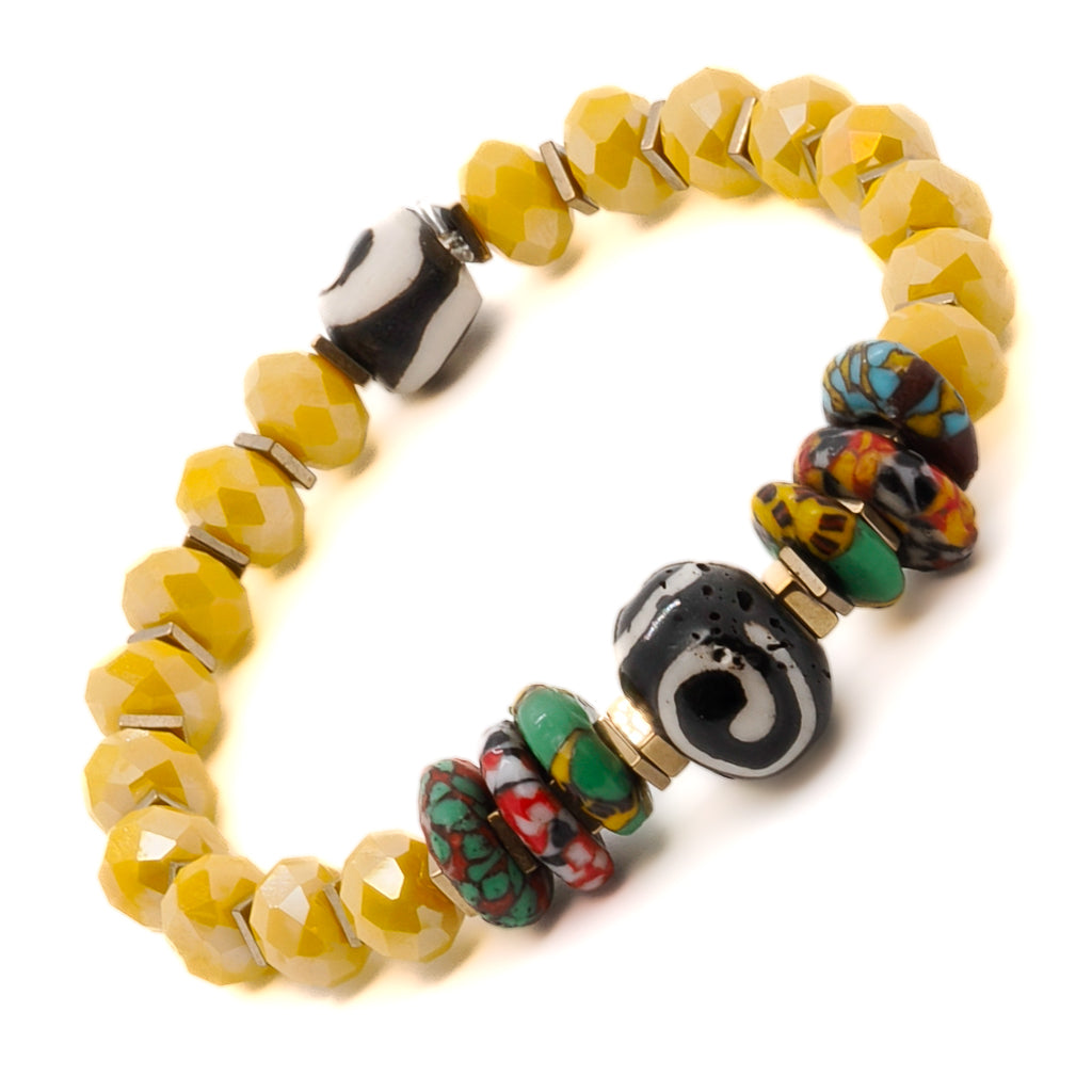 African Yellow Women Bracelet; a handmade piece of jewelry that represents the beauty and vibrancy of African culture