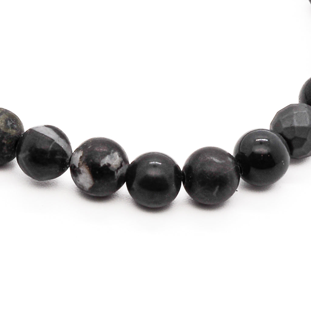 Black agate stone beads on the Agate Men Bracelet; a powerful crystal that eliminates negativity