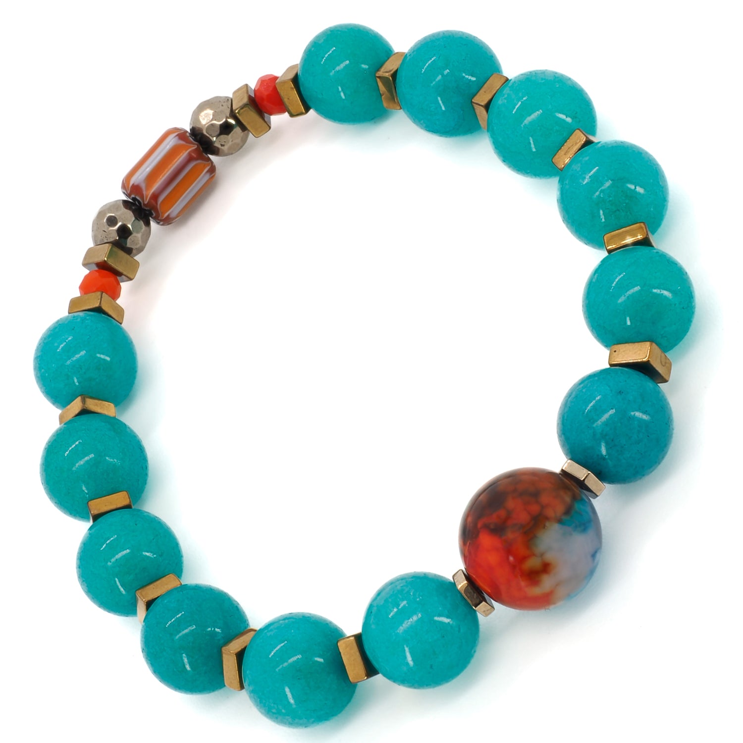 Unique Handmade Hope Bracelet with Amazonite Stones and Gold Hematite