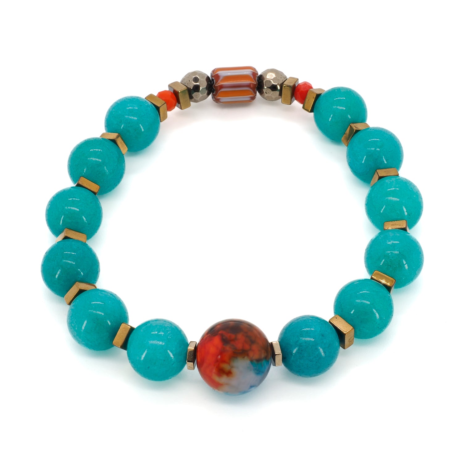 Amazonite and Hematite Bracelet with African Beads