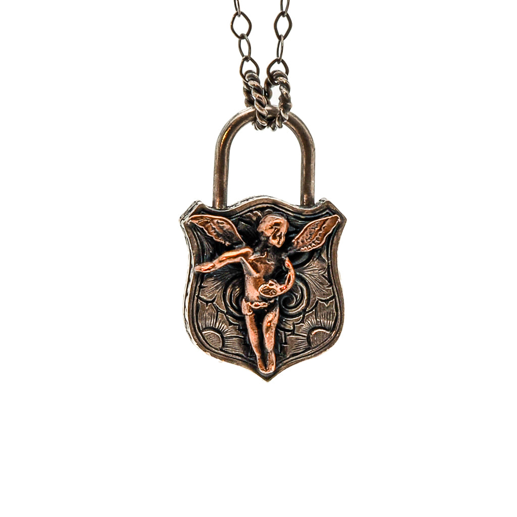 Sterling Silver Angel Lock Necklace - Silver, Ebru Jewelry