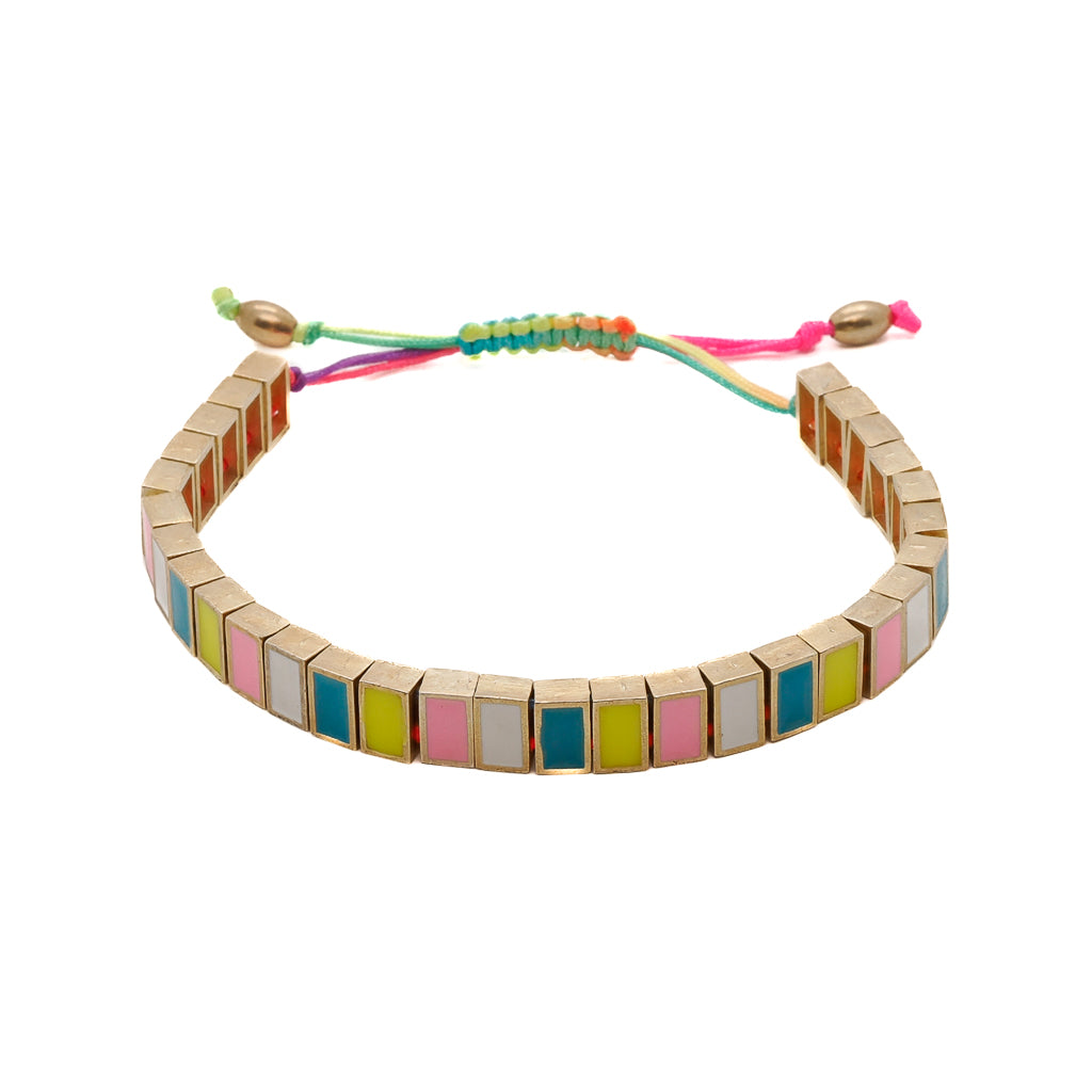 Multicolor Enamel Rainbow Woven Bracelet - Elevate Your Style with Vibrant Colors.